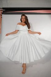 Plus-Size Satin Wedding Dress Modern Dress Vestido De Novia Bow Simple Court Train Bridal Gown Satin Mermaid Princess
